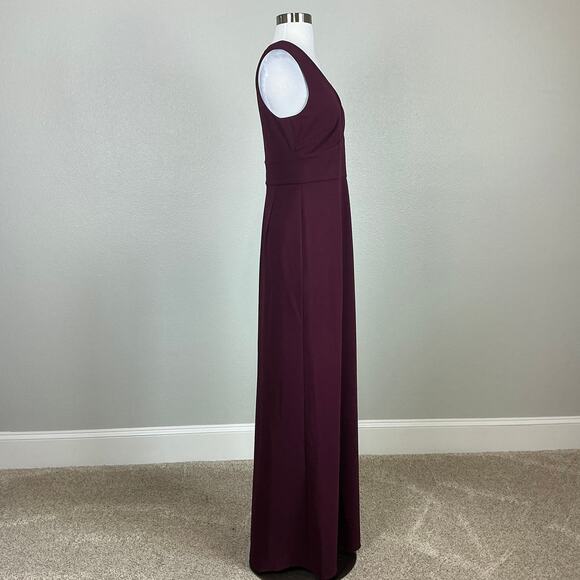 Sachin & Babi Deep V-Neck Long Column Evening Gown Wine Red Size 6 Formal Dress - Picture 4 of 12